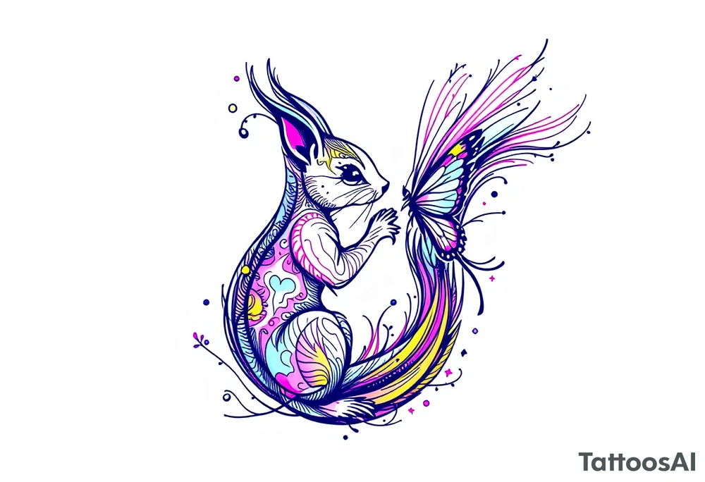 A squirrel holding a butterfly tattoo idea