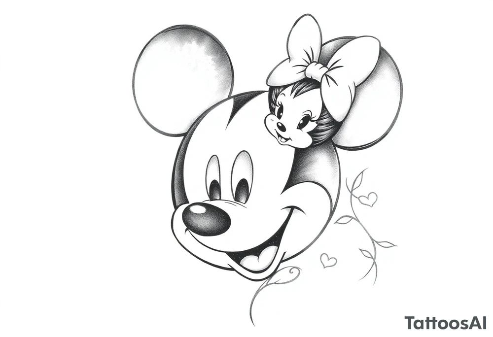 Mickey Mouse with Amelia on top tattoo idea