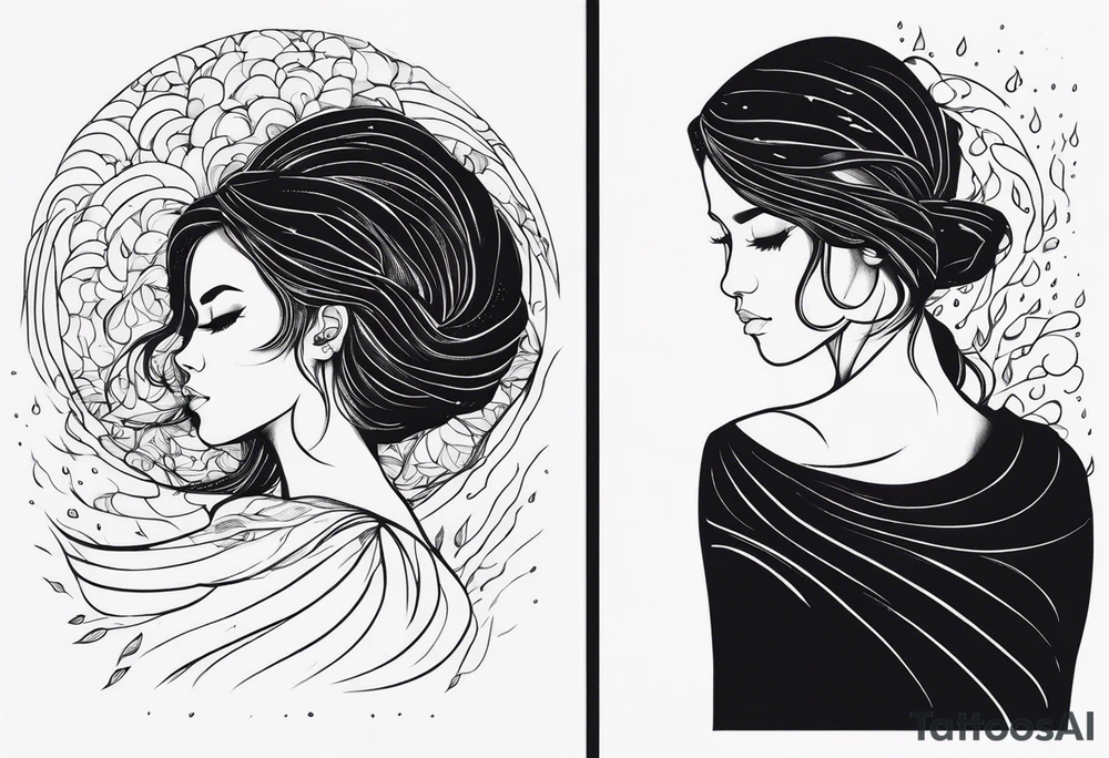 person under rain tattoo idea
