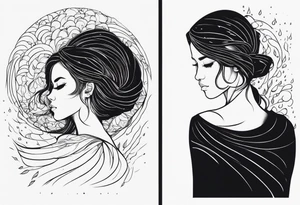 person under rain tattoo idea