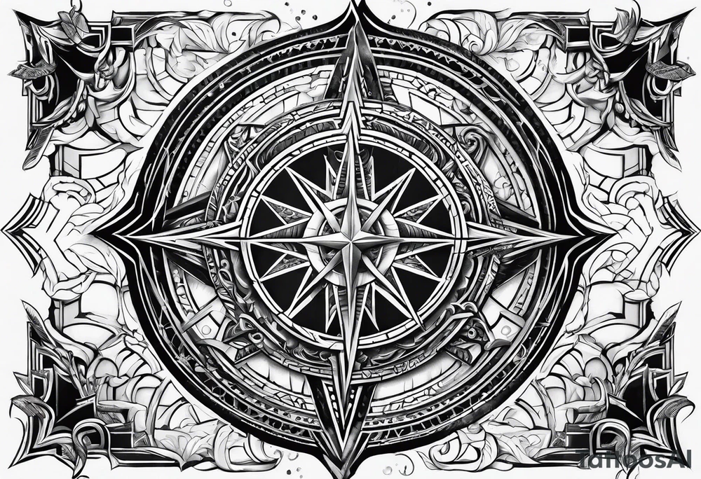 north star with a Maze of castle tattoo idea