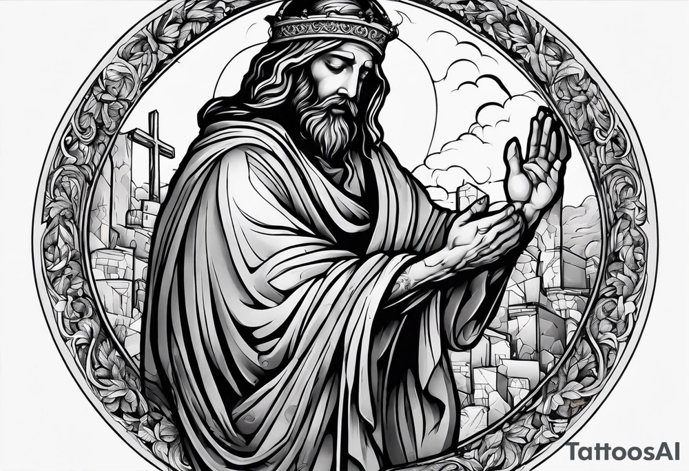 beggar reaching for Jesus Christ tattoo idea