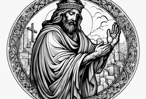 beggar reaching for Jesus Christ tattoo idea