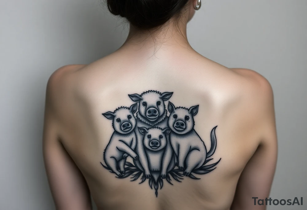 nursery rhyme big bad wolf wearing a costume of a sheep to eat the pigs
Farm and three little pigs tattoo idea