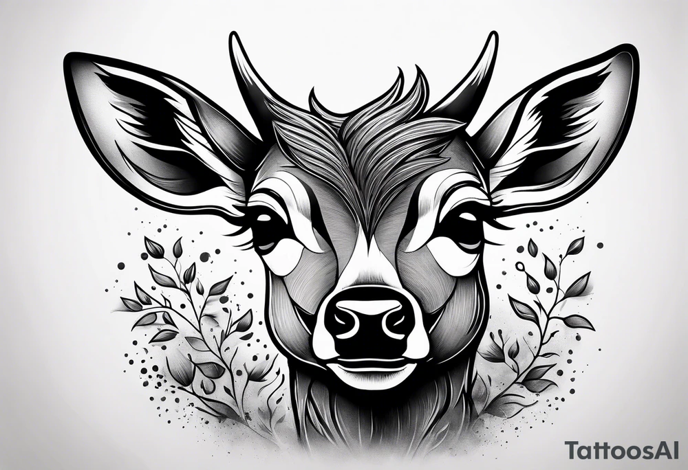 dark themed crying bambi fawn tattoo idea
