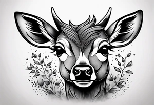 dark themed crying bambi fawn tattoo idea