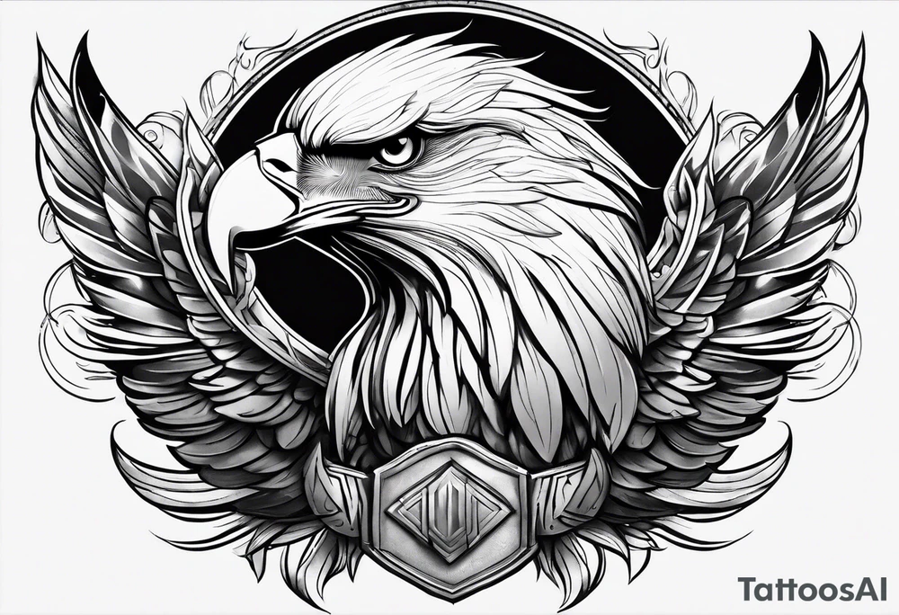 Realistic black and white eagle chest tattoo tattoo idea