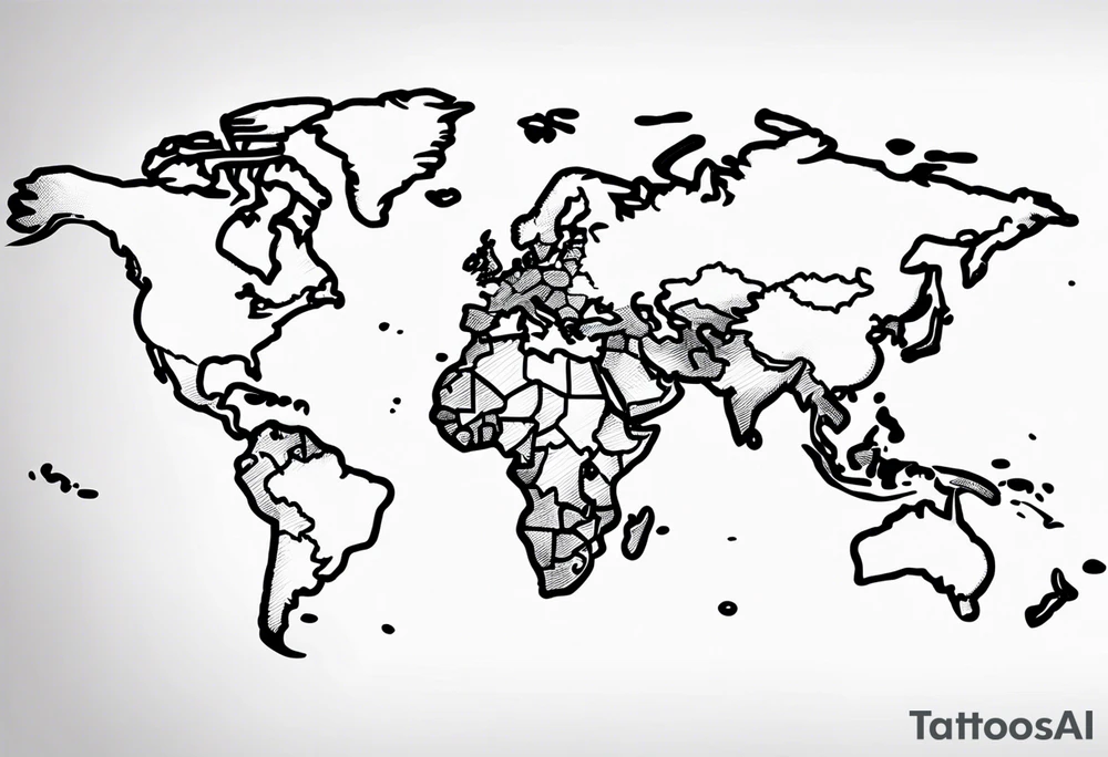 globe map blowing up in one corner tattoo idea