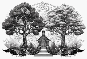 Steampunk trees tattoo idea