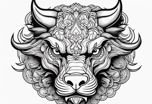 Animal Head ONLY: Chinese Dragon front facing. whole 
face fits in the white space tattoo idea