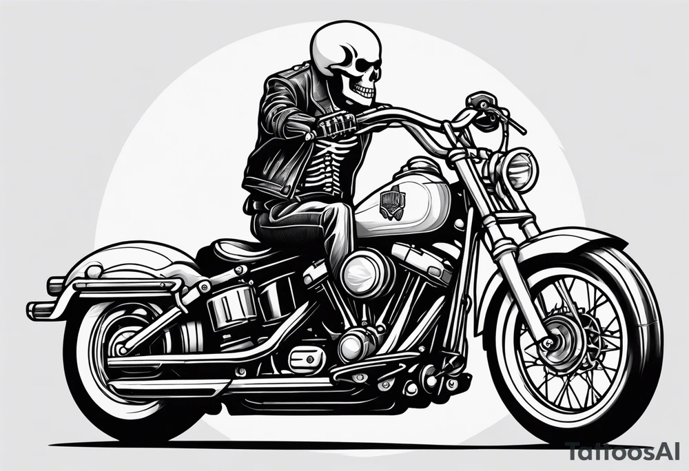 A skeleton riding a Harley motorbike also throwing a bomb tattoo idea