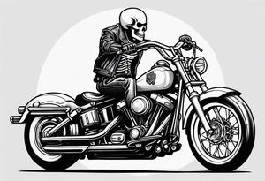 A skeleton riding a Harley motorbike also throwing a bomb tattoo idea