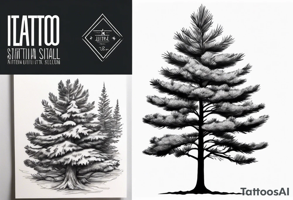 Small dainty detailed pine tree tattoo idea