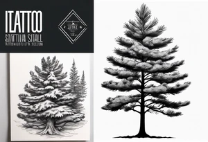 Small dainty detailed pine tree tattoo idea