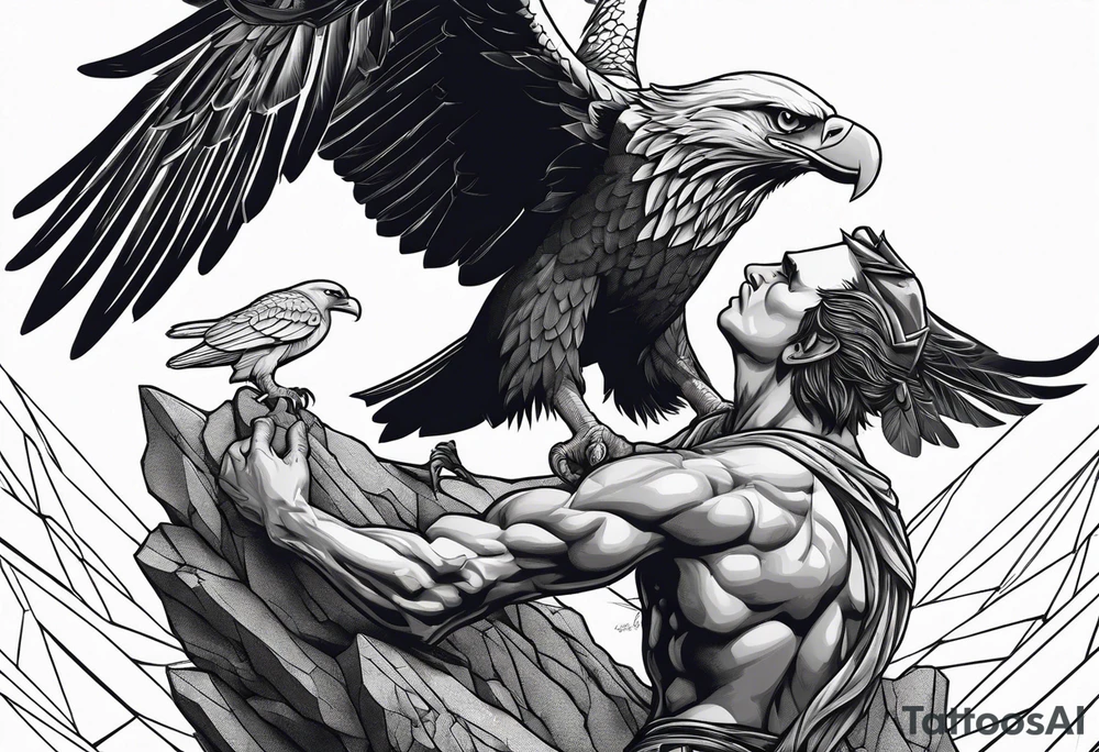 Prometheus chained to a Rock with a Eagle eating His liver tattoo idea