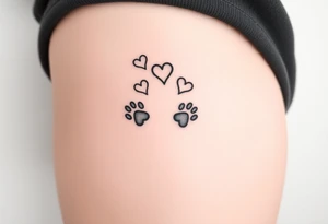 Paw prints with bunch of hearts tattoo idea