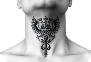 russian christian orthodox military neck design front facing tattoo idea