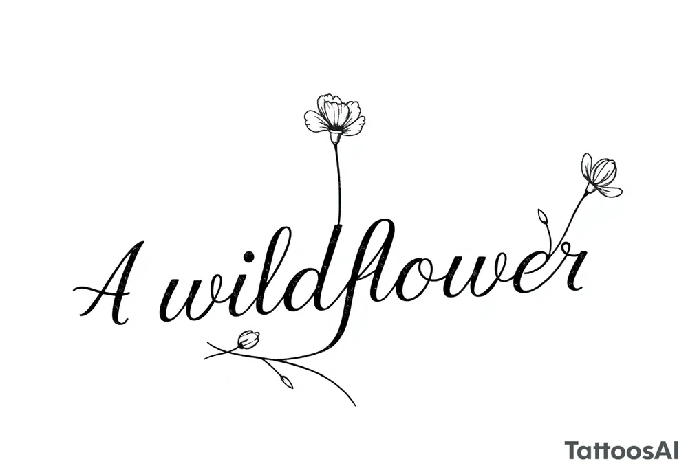 A wildflower with the word wildflower as the stem tattoo idea