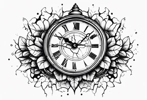 vintage cracked clock bleeding tattoo idea