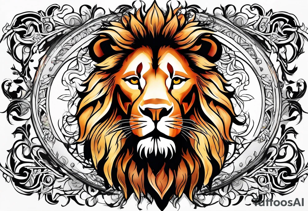 a face lion with jesus tattoo idea