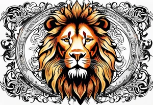 a face lion with jesus tattoo idea