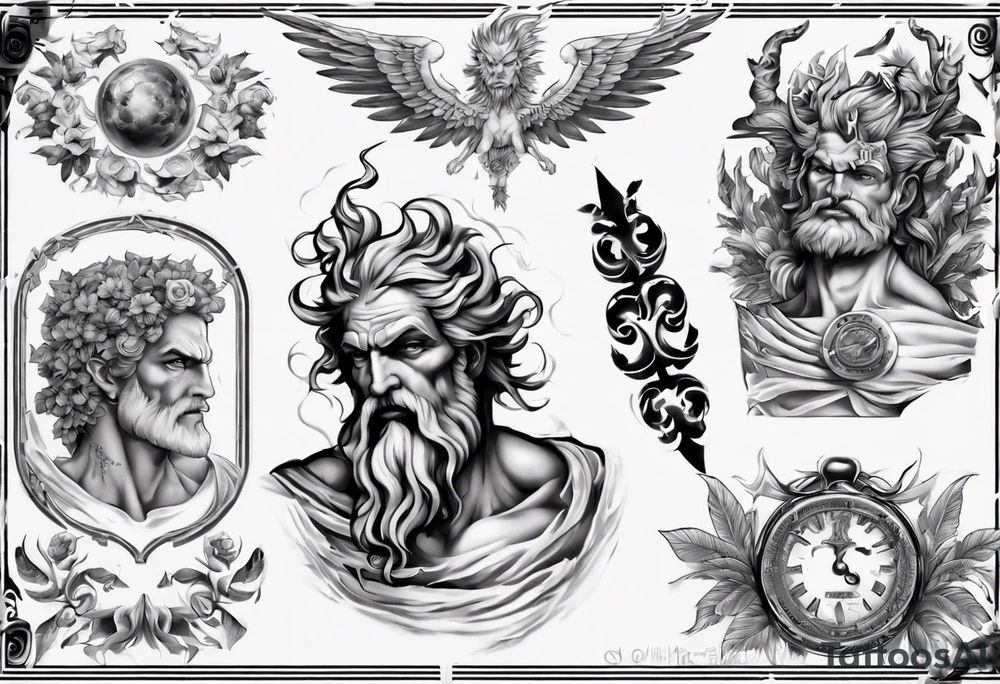 greek zeus sleeve tattoo idea