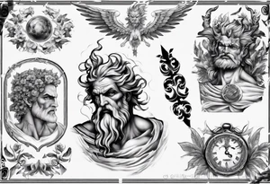 greek zeus sleeve tattoo idea
