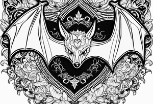 bat with hearts, simple tattoo idea