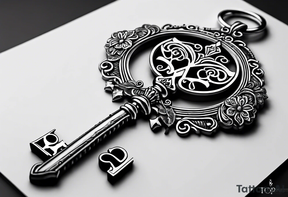 couple tattoo of a skeleton key with 2016 on it. the key should look it unlocks her matching locket with 1999 on it. tattoo idea