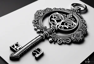 couple tattoo of a skeleton key with 2016 on it. the key should look it unlocks her matching locket with 1999 on it. tattoo idea