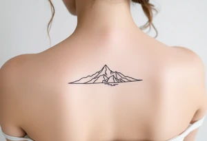 fine line tattoo of mountain and sea tattoo idea