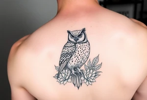 Barn Owl with Succulents tattoo idea