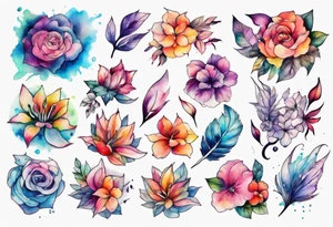 Create a watercolor-style tattoo to cover my chest tattoo. Use a blend of vibrant colors and soft transitions to achieve a beautiful and painterly effect tattoo idea