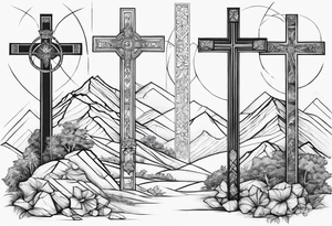 3 Seperate Christian Crosses like on calvary in the bible. Geometric Background tattoo idea tattoo idea