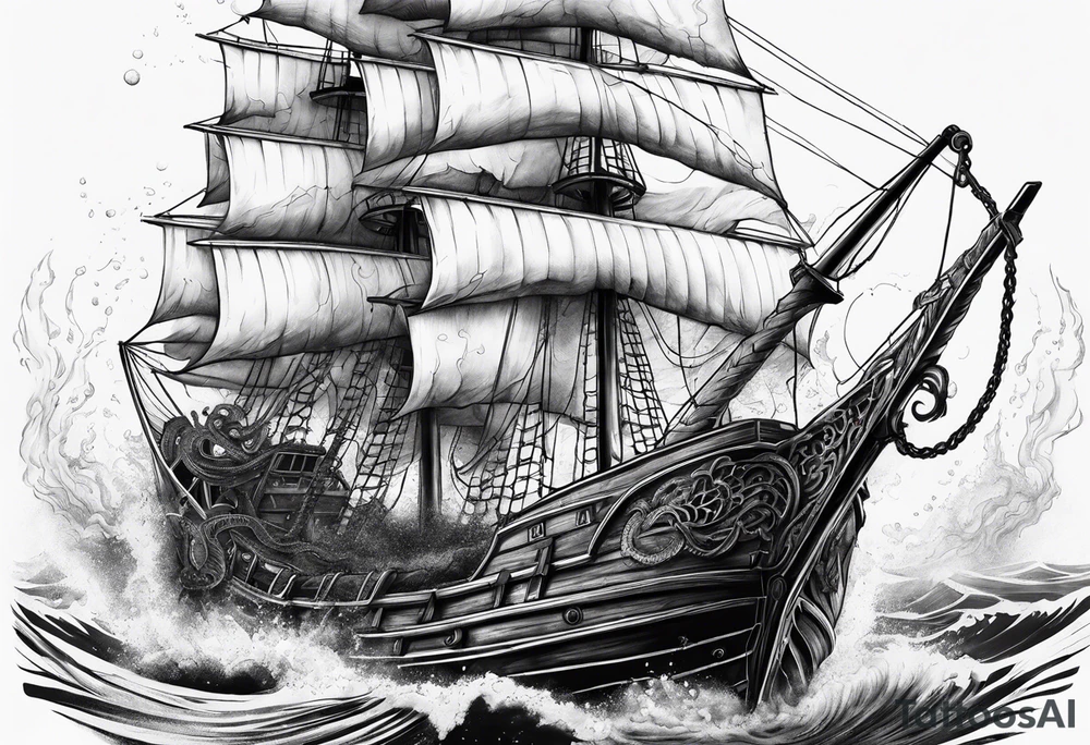 Kraken breaking boat. tattoo idea