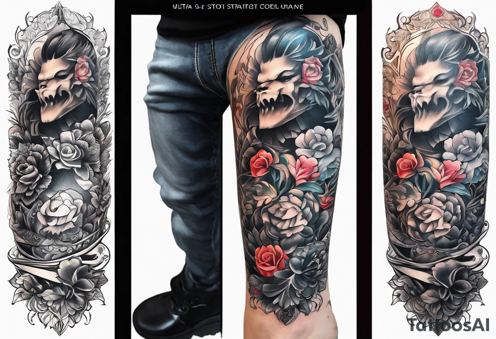 Full leg tattoo sleeve square tattoo idea