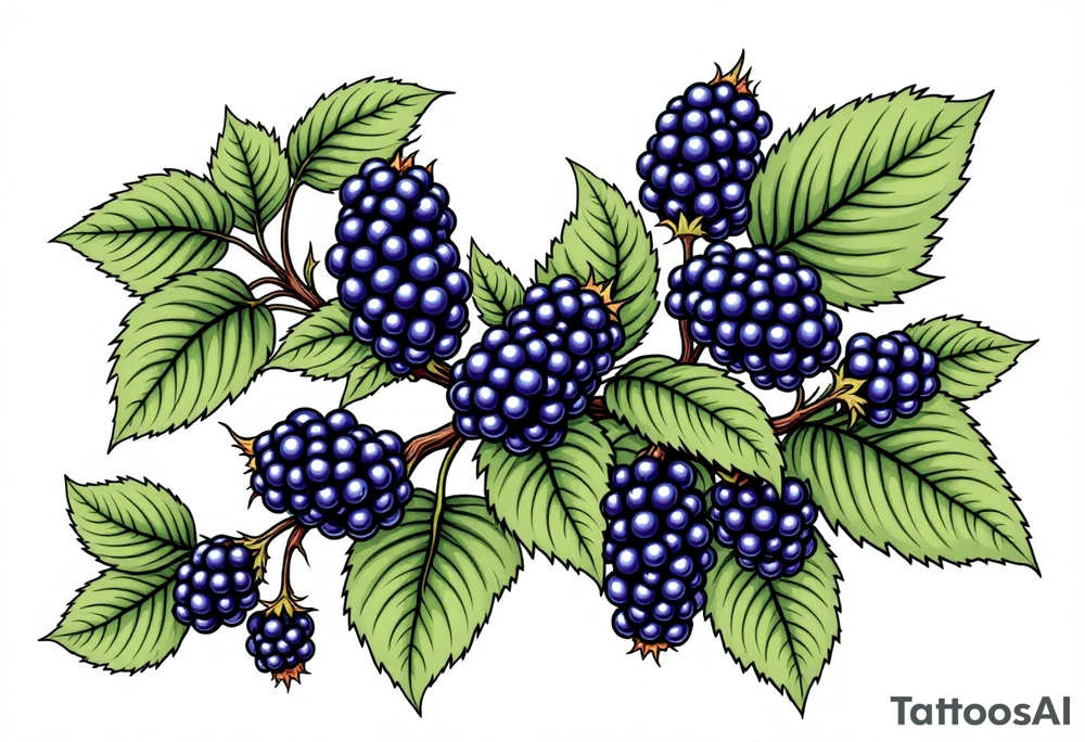 American traditional style Blackberry vine in a line tattoo idea