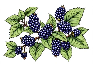 American traditional style Blackberry vine in a line tattoo idea