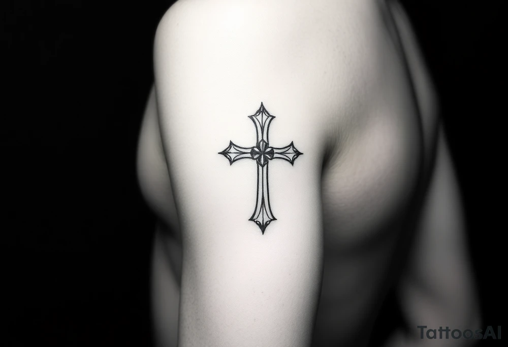 Small feminine cross on wrist tattoo idea