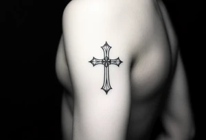 Small feminine cross on wrist tattoo idea
