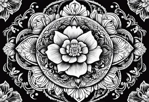Mirrored style. Mexican flower mandala design tattoo idea