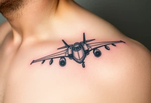 i want a fighter jet tattoo, give me something that looks a bit technical and a medium size tattoo idea