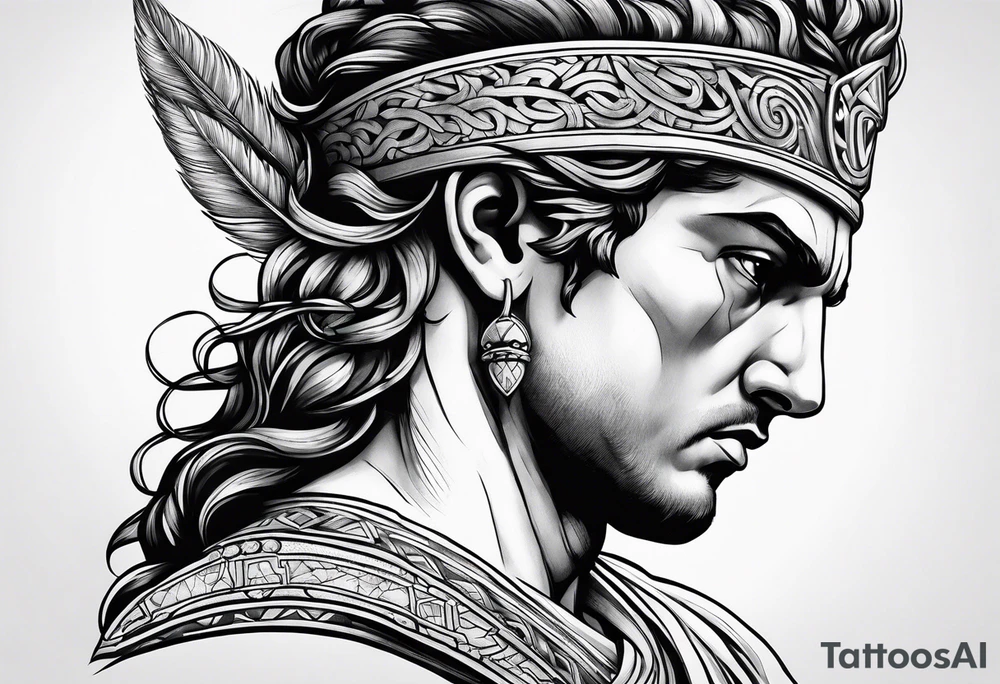 greek god side profile tattoo idea