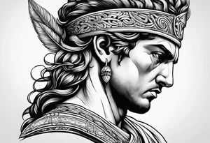 greek god side profile tattoo idea