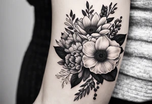 Birthflower bouquet tattoo with one July flower and two October flowers. tattoo idea