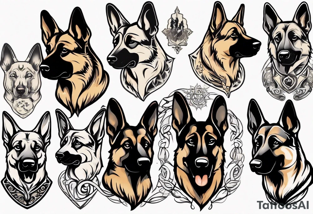 German shepherd puppy profile tattoo idea