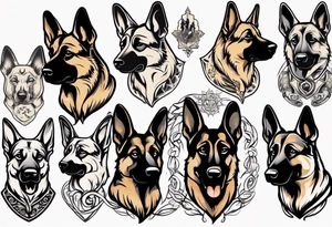 German shepherd puppy profile tattoo idea
