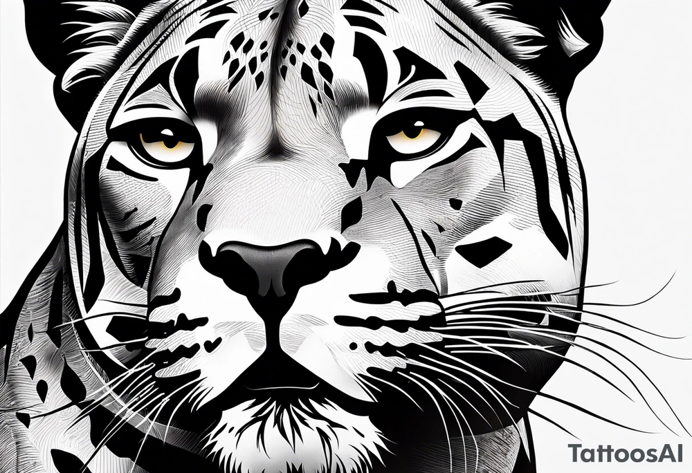 Black minimalist tattoo of a panther tattoo idea Black minimalist tattoo of a panther tattoo idea