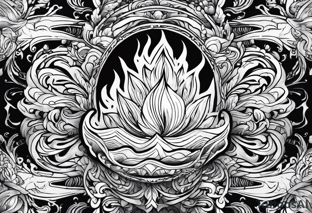 Water and flames tattoo idea