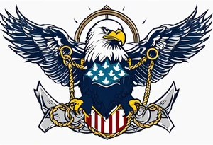 American eagle flying holding navy anchor tattoo idea